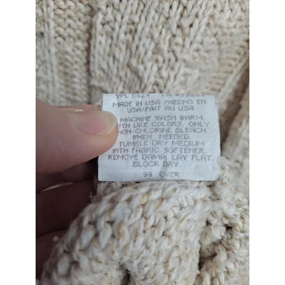 Shenandoah Deer Winter Scene Cable Knit Sweater‎ Outdoor Cabin Lodge Cozy L